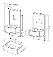 Тумби приліжкові 2 шт. з підсвіткою Perfect Home Мілтон / Milton з 2 шухлядами 1S/49 Каштан/антрацит (PFH-091082), фото 4