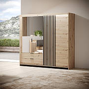 Шафа напівкупе для одягу Perfect Home Таллі / Tally 4-дверна з дзеркалом 4D2S/220 Дуб артизан/антрацит (PFH-091097)