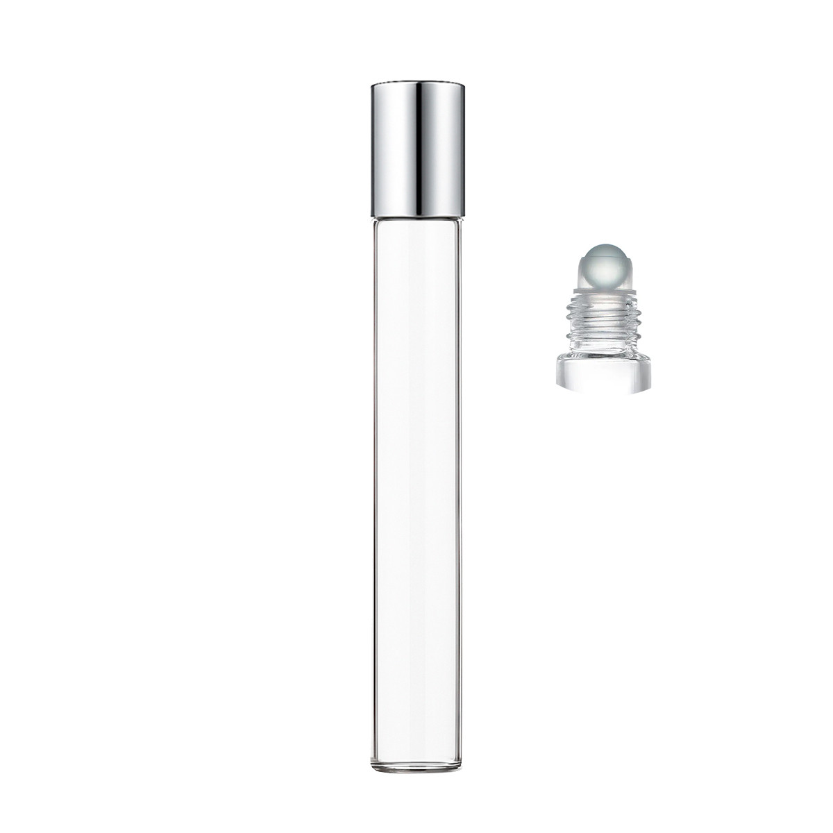 Флакон Роллер скляний з металевою кульою Базовий 10 мл, срібло, фото 1