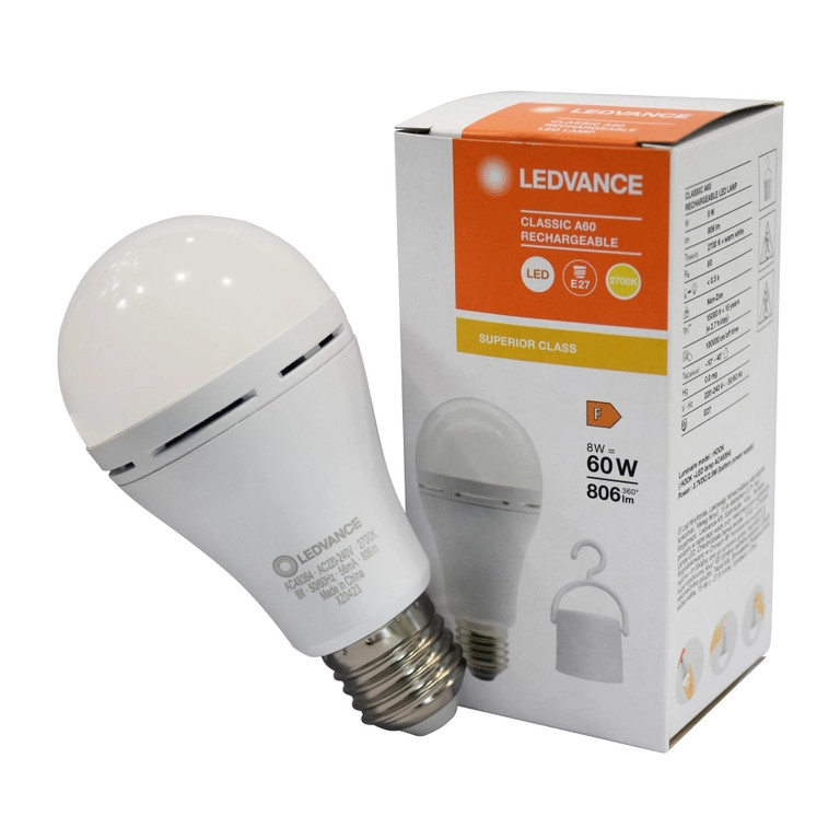 Світлодіодна лампа з акумулятором LEDVANCE LED CL A60 RECHARGEABLE 8W/865 230V E27 4099854102431