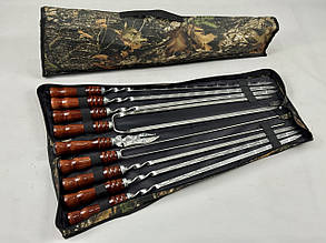 Набір шампурів в чохлі КІЗЛЯР, (6 штук, подвійний шампур, овочевий шампур, вилка-ніж для зняття)