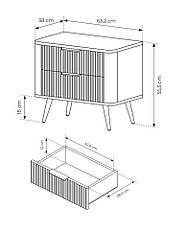 Тумба приліжкова Perfect Home Ланте / Lante з 2 шухлядами і чорними ніжками 2S Чорний (PFH-091121), фото 3