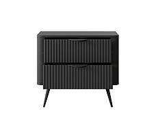 Тумба приліжкова Perfect Home Ланте / Lante з 2 шухлядами і чорними ніжками 2S Чорний (PFH-091121), фото 5