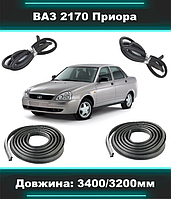 Ущільнювачі дверей автомобіля ВАЗ 2170 Пріора комплект 4шт (перед+зад) CS-20