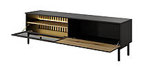 Тумба під телевізор з підсвіткою Perfect Home Ланг / Lang 2-дверна 2D/180 Чорний/дуб евок (PFH-091146), фото 2