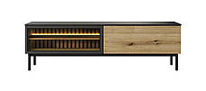 Тумба під телевізор з підсвіткою Perfect Home Ланг / Lang 2-дверна 2D/180 Чорний/дуб евок (PFH-091146), фото 3