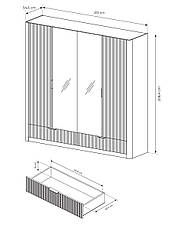 Шафа для одягу Perfect Home Ланте / Lante 4-дверна з дзеркалом і золотими ручками 4D2S/213 Беж (PFH-091124), фото 4