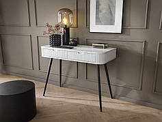 Стіл туалетний Perfect Home Зова / Zova з 2 шухлядами та чорними ніжками T103 Білий (PFH-091298)