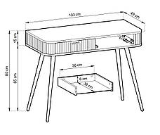 Стіл туалетний Perfect Home Зова / Zova з 2 шухлядами та чорними ніжками T103 Кашемір (PFH-091300), фото 3