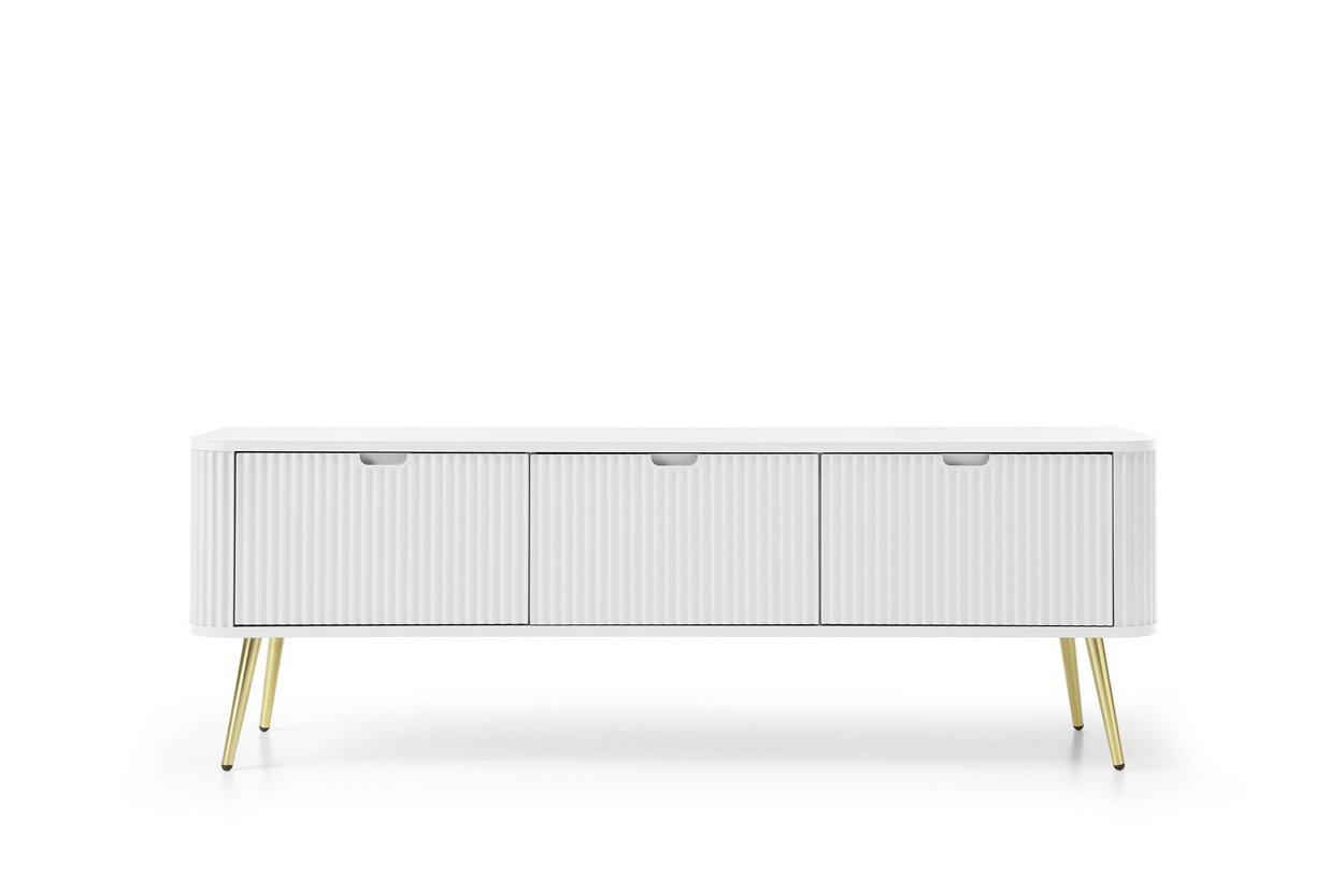 Тумба під телевізор Perfect Home Зова / Zova 3-дверна з золотими ніжками RTV168 Білий (PFH-091273)