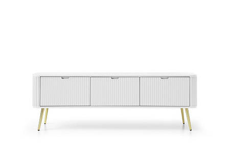 Тумба під телевізор Perfect Home Зова / Zova 3-дверна з золотими ніжками RTV168 Білий (PFH-091273), фото 1
