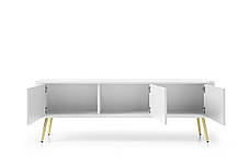 Тумба під телевізор Perfect Home Зова / Zova 3-дверна з золотими ніжками RTV168 Білий (PFH-091273), фото 2