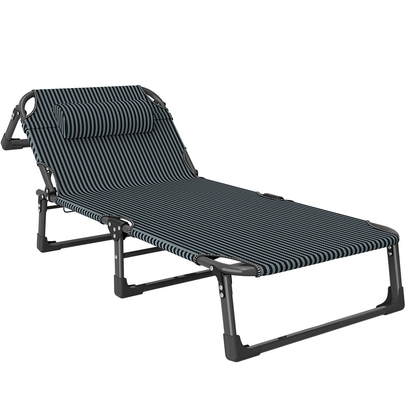 Розкладне ліжко шезлонг садовий з подушкою WCG FB-S02 зі смугастим полотном 600D Oxford + подушка Чорний розкладачка лежак