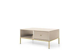 Стіл журнальний Perfect Home Моно / Mono з 2 шухлядами та золотими ніжками ML104 Беж пісочний (PFH-091211)