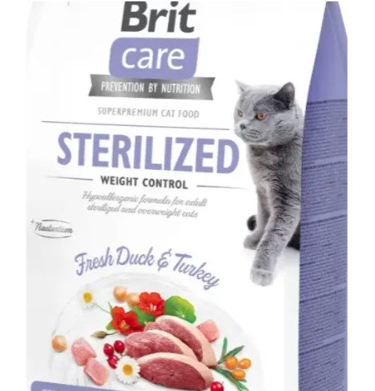 Brit Care Cat  Sterilized Weight Control 350 г корм для стерилизованных кошек ( утка 26% и индейка 26% )
