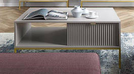 Стіл журнальний Perfect Home Нова / Nova з 2 шухлядами та золотими ніжками L104 Сірий (PFH-091252)