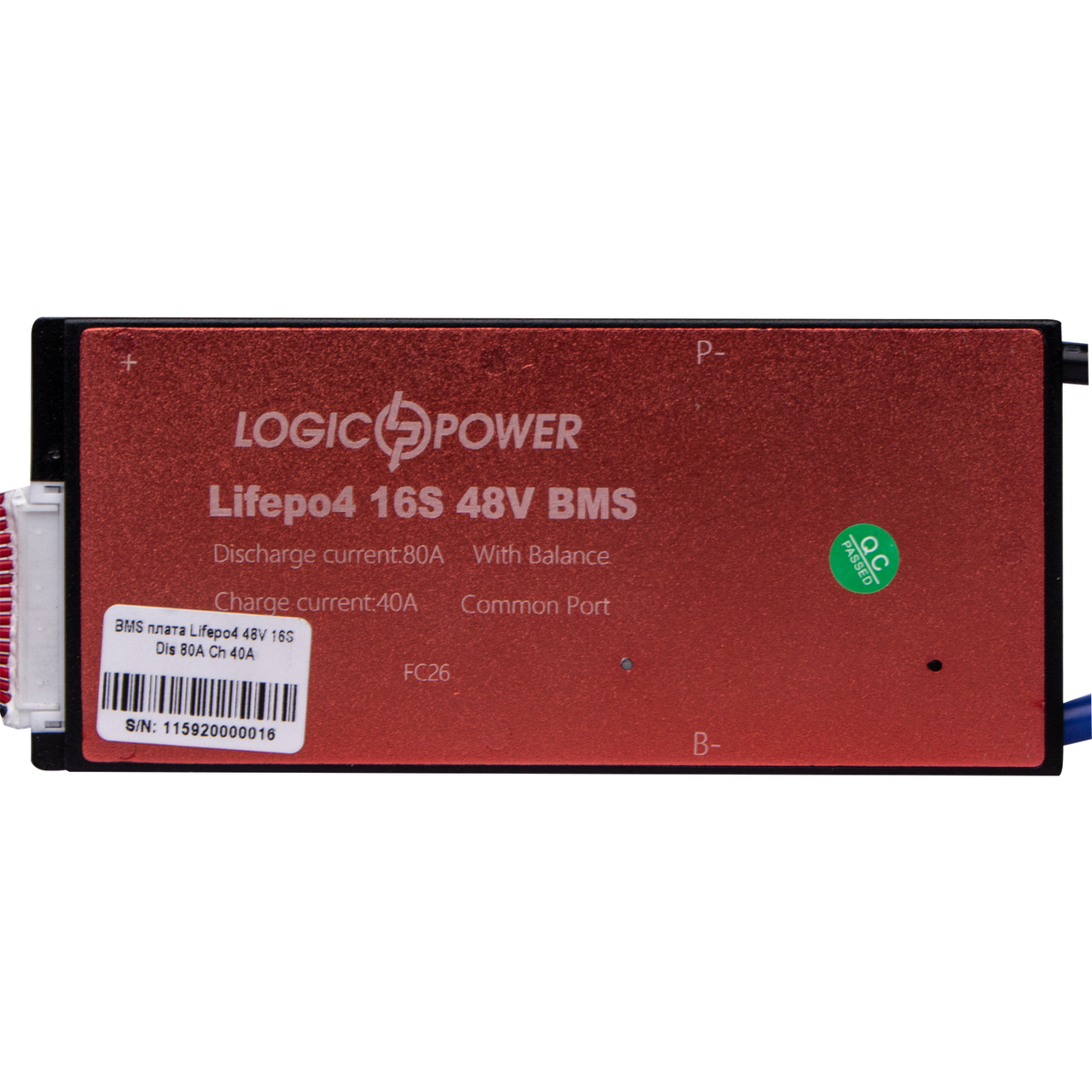 BMS плата LiFePO4 48V 16S Dis 80A Ch 40A для контролю та балансування акумуляторних батарей
