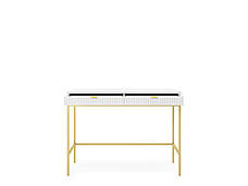 Стіл туалетний Perfect Home Нова / Nova з 2 шухлядами та золотими ніжками T104 Білий (PFH-091267), фото 2