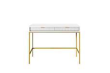 Стіл туалетний Perfect Home Нова / Nova з 2 шухлядами та золотими ніжками T104 Білий (PFH-091267), фото 4