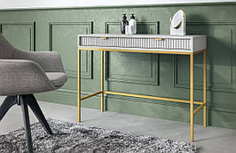 Стіл туалетний Perfect Home Нова / Nova з 2 шухлядами та золотими ніжками T104 Сірий (PFH-091269)