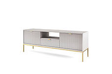 Тумба під телевізор Perfect Home Нова / Nova 2-дверна з 1 шухлядою і золотими ніжками RTV154 Сірий (PFH-091226), фото 4