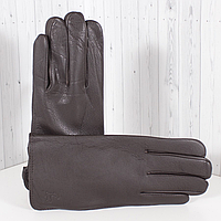 Рукавички чоловічі шкіряні LM213-2 коричневі демісезонні