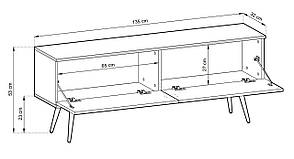Тумба під телевізор Perfect Home Оро / Oro 2-дверна з золотими ніжками RTV135 Чорний мармур роял (PFH-091323), фото 2