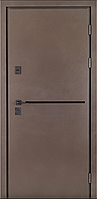 Двері вхідні Гермес Форест 031 RAL 156 / ПВХ Дуб темний + молдинг 860х2050 мм