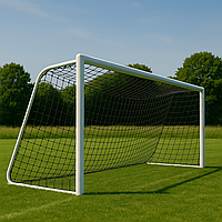 Сітка для футболу БЕЗВУЗЛОВА підвищеної міцності «ЄВРО ЛЮКС 1,5» чорна (комплект з 2 шт.)