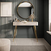 Стіл туалетний Perfect Home Ланте / Lante 1S/100 з 1 шухлядою і золотими ніжками Беж (PFH-091169)