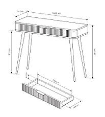 Стіл туалетний Perfect Home Ланте / Lante 1S/100 з 1 шухлядою і чорними ніжками Беж (PFH-091170), фото 3