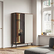 Вітрина висока з підсвіткою Вічі / Vici WT103 2-дверна Горіх/кашемір Perfect Home Польща (PFH-091278)