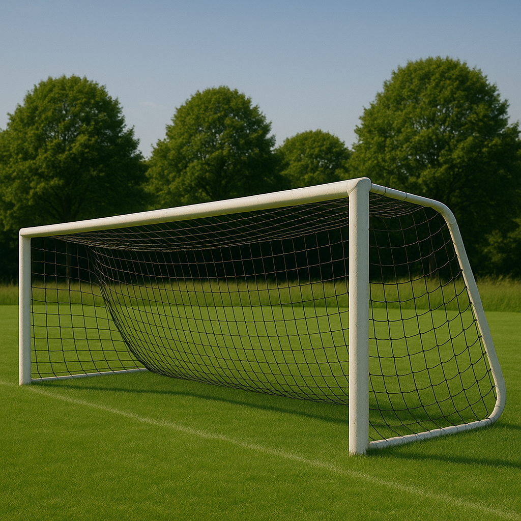 Сітка для футболу БЕЗВУЗЛОВА підвищеної міцності «ЄВРО ЛЮКС 2,1» чорна (комплект з 2 шт.), фото 1