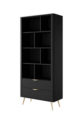 Стелаж Perfect Home Ланте / Lante 2S з 2 шухлядами і золотими ніжками Чорний (PFH-091189), фото 1