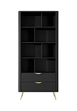 Стелаж Perfect Home Ланте / Lante 2S з 2 шухлядами і золотими ніжками Чорний (PFH-091189), фото 5