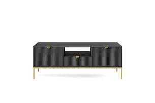 Тумба під телевізор Perfect Home Нова / Nova 2-дверна з 1 шухлядою і золотими ніжками RTV154 Чорний (PFH-091221), фото 1