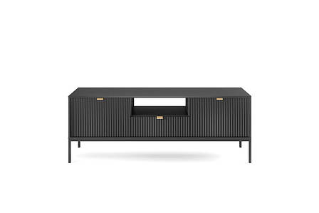 Тумба під телевізор Perfect Home Нова / Nova 2-дверна з 1 шухлядою і чорними ніжками RTV154 Чорний (PFH-091219), фото 1