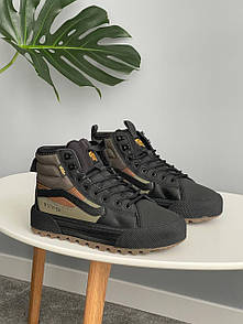 Кеди чоловічі чорні зимові Vans Old Skool MTE 1 Gore Tex HI Black Khaki Winter Fur (23133)