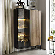 Вітрина висока з підсвіткою Perfect Home Сенто / Sento WTSZ104 2-дверна Чорний/дуб вотан (PFH-091491)