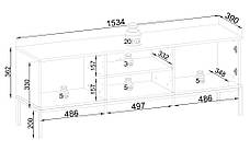 Тумба під ТВ з підсвіткою Perfect Home Сенто / Sento RTV154 3-дверна Чорний/дуб вотан (PFH-091485), фото 3