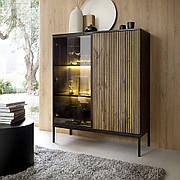 Вітрина низька з підсвіткою Perfect Home Сенто / Sento WT104 2-дверна Чорний/дуб вотан (PFH-091490)