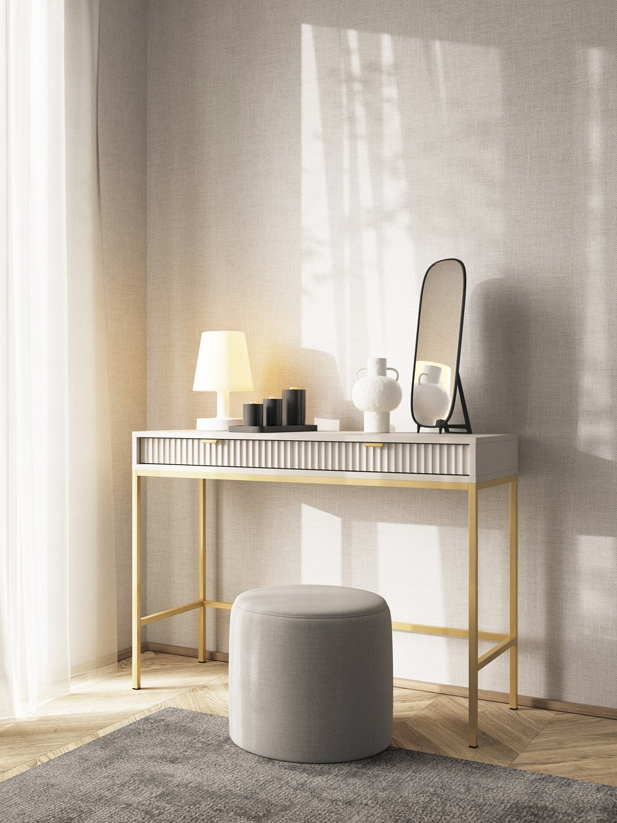 Стіл туалетний Perfect Home Нова / Nova з 2 шухлядами та золотими ніжками T104 Кашемір (PFH-091271)