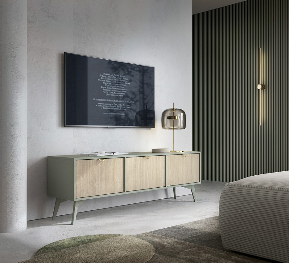 Тумба під ТВ Perfect Home Форест / Forest RTV158 3-дверна Евкаліпт/ялиця сканді (PFH-091474)