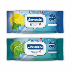 Серветки вологі Freshmaker Antibacterial (Lemon/Lime), 72шт.