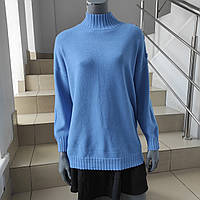 Светр жіночий трикотажний стійка манжети XL-2XL голубой