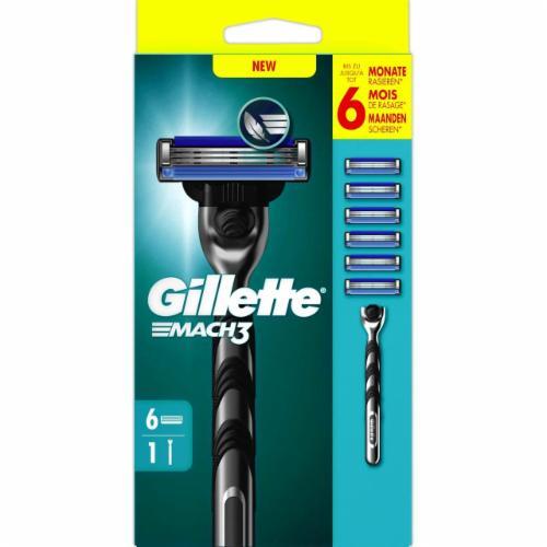 Станок для гоління + змінні касети Gillette Mach 3 (1ст. + 6шт.), фото 1