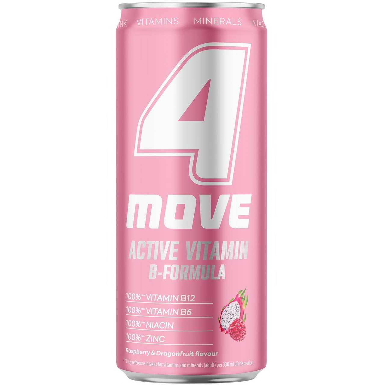 4MOVE Напій Active Vitamins&Minerals Dragonfrut(Виноград та Пітахая) ж/б - 330 ml, фото 1