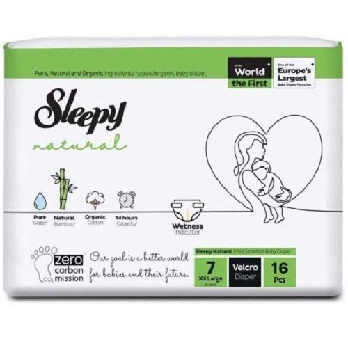 Підгузки дитячі Sleepy Natural XXLarge-7 (20-30кг), 16шт., фото 1