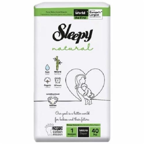 Підгузки дитячі Sleepy Natural Newborns-1-2 (2-5кг), 40шт., фото 1