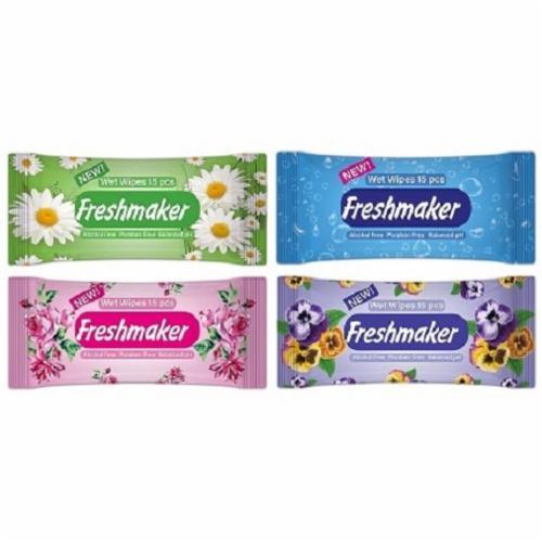 Серветки вологі Freshmaker Flower Mix, 15шт., фото 1